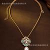 Baroque Pearl Stud Earrings Necklace Set With Micro Pave Zircon Flower Pendant Four Leaf Clover Design Women