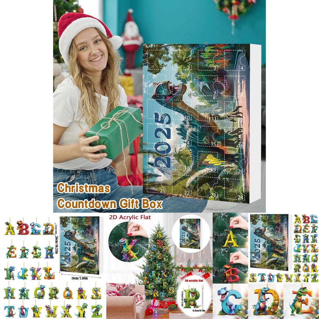 Christmas Dinosaur Letter Ornaments With Countdown Calendar For Holiday Decor And Gift Giving