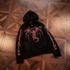 Unisex Gothic Streetwear Hooded Zip-Up Sweatshirt With Bold Letter Print Loose Fit Fall Casual Outerwear