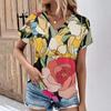 Fashion Women's T-Shirts Fashion Tops V-Neck Floral Print T Shirt Female Short Sleeve Top Casual Tees Summer Oversized Clothing
