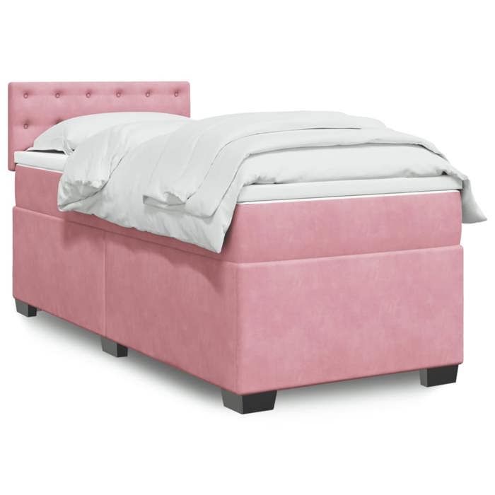 Maison Exclusive - Sommier à lattes de lit avec matelas Rose 90x200 cm Velours