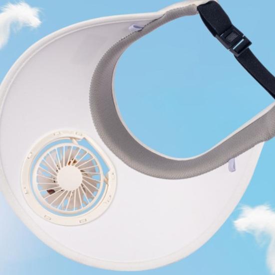 Women Summer Hat with 3 Gear Adjustment Headband Fan Empty Top USB Charging Anti-UV Wide Brim Windproof Rope Sun Protection Travel Sun Cap Gardening