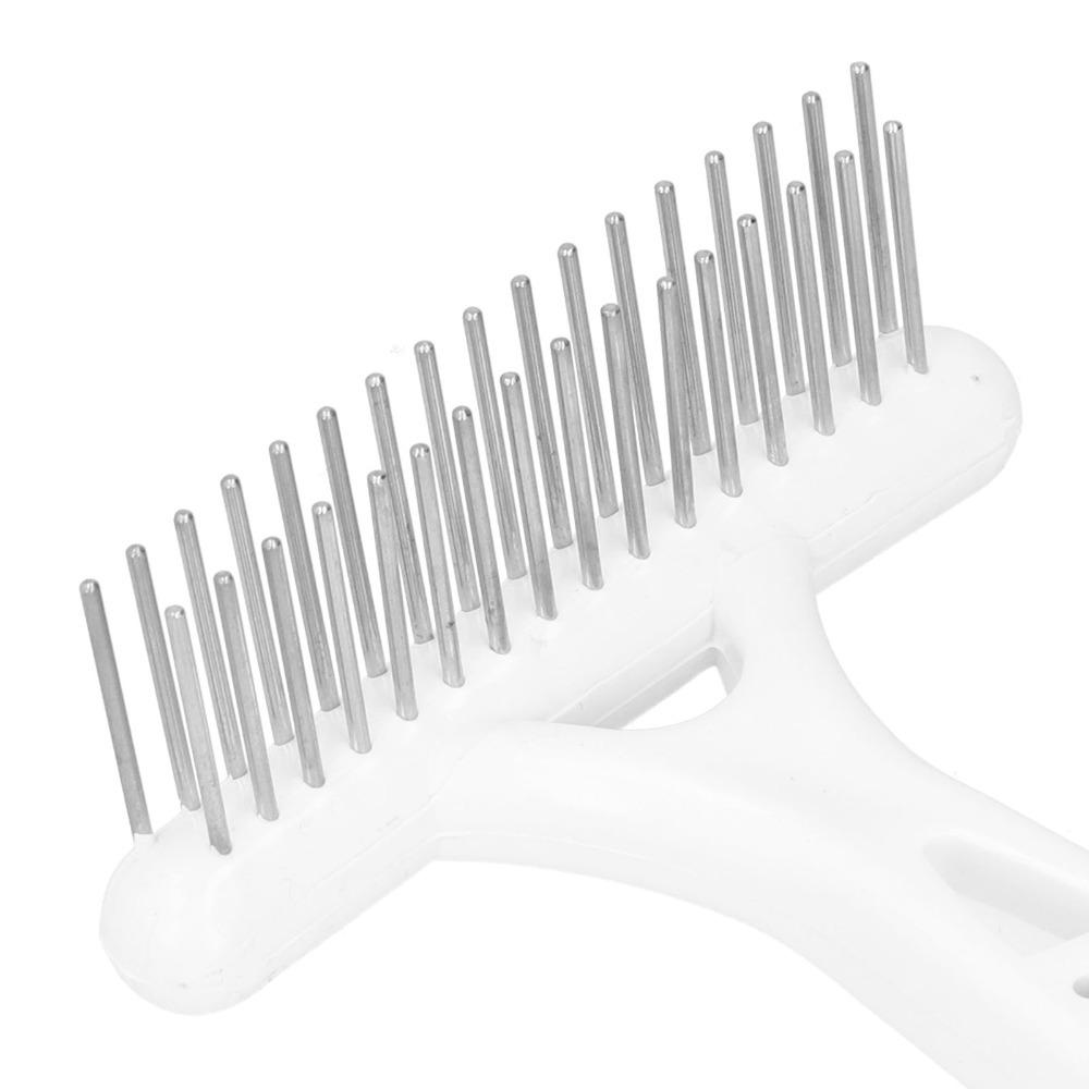 Two Row Teeth Double Row Rake Comb White Dog Grooming Rake Pet Dematting Rake Home Pet Grooming
