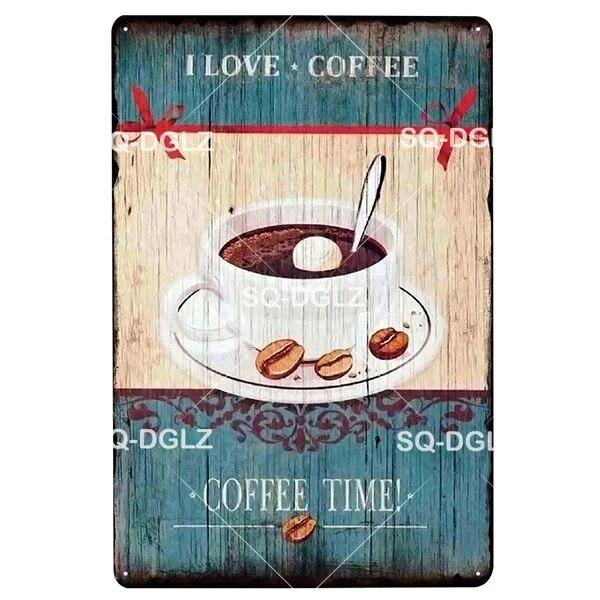 Coffe Metal Sign Plaque Metal Vintage Pub Bar Decor Tin Sign Coffee Shop Plate Poster Home Decor Art Painting Wall Sticker