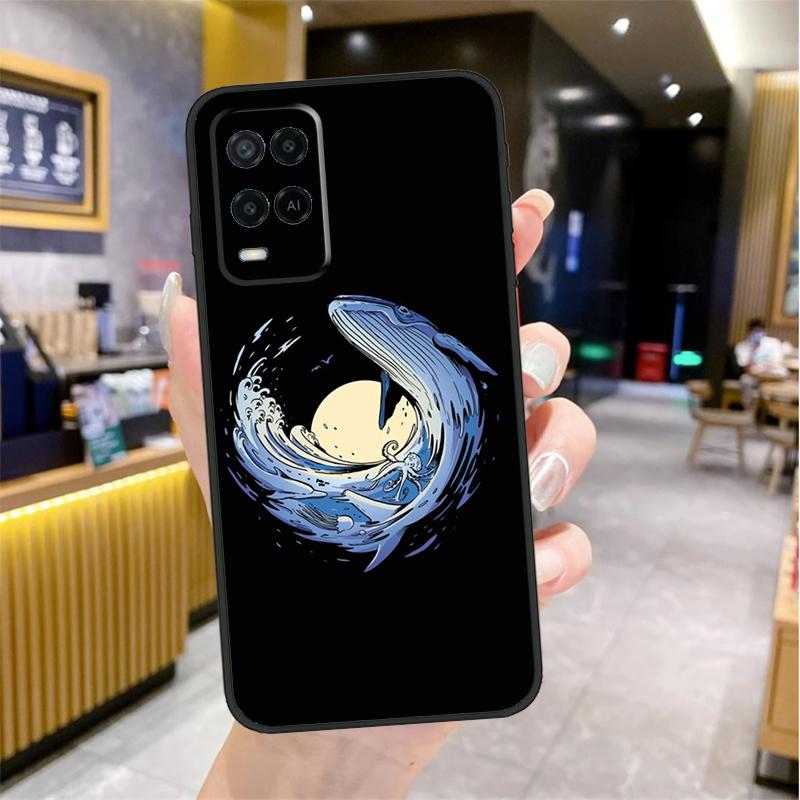 Кит Рыба Волна Море Для OPPO A54 A74 A94 A5 A9 A31 A53 A52 A72 A15 A16 A17 A57 A77 A76 A96 A53S A54S Чехол