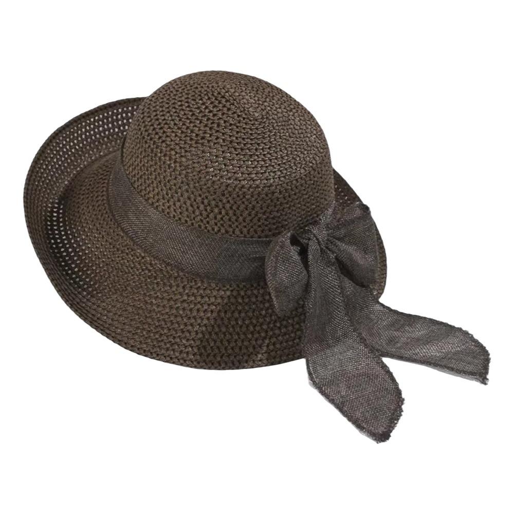 Portable Big Brimmed Woven Cap Hollow Out Bucket Hat Folding Sun Cap Bow Fisherman Cap  Camping