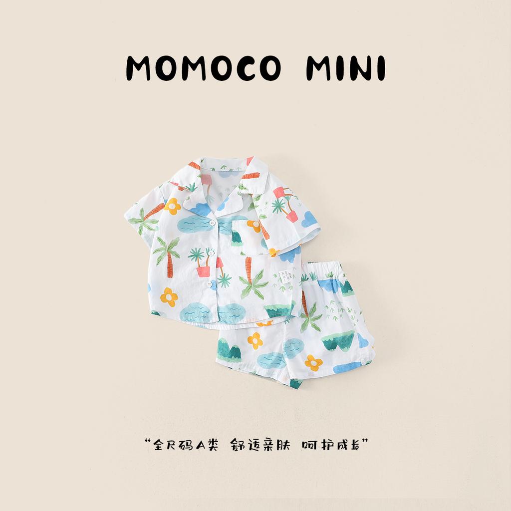 Mamimaka Summer New Product Boys' Summer Beach Style Shirt Set