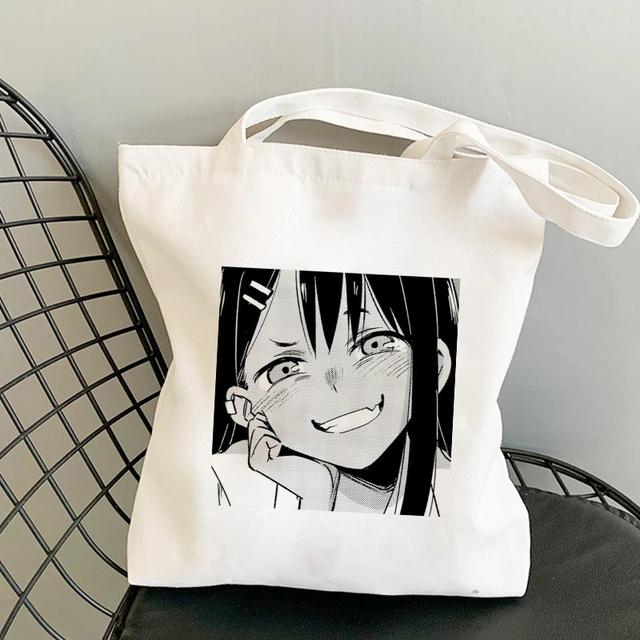 Сумки-шопперы с героями мультфильмов, японское аниме, забавные, пожалуйста, не запугивайте меня, сумки Nagatoro, сумки на плечо, парусиновая женская большая сумка для покупок