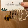 Vintage Butterfly Leopard Earring Set Star Moon For Women Girls Pearl Transparent Resin Earrings Elegant Wedding Party Jewellery