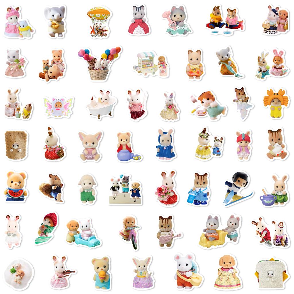 100pcs Cute Calico Critters Cartoon Graffiti Stickers Phone Guitar Laptop Notebook Suitcase Waterproof Sticker Decals Toys