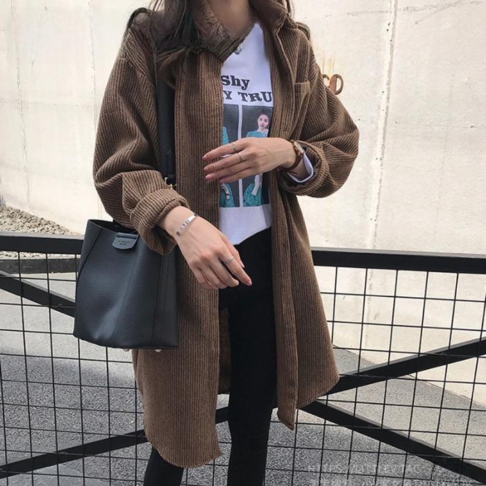 Corduroy Shirt For Women With Relaxed Bf Fit And Piping Design For Casual Autumn Wear