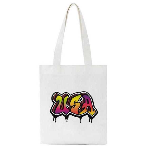 Новая женская сумка через плечо Ulzzang с забавным мультяшным письмом в стиле Харадзюку, готическая школьная сумка Y2k, холщовая сумка большой вместимости, повседневная сумка-шоппер