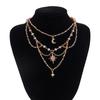 Bohemia Multilayer Imitation Crystal Acrylic Beads Necklace for Women Moon Pendant Jewelry Accessories Gift