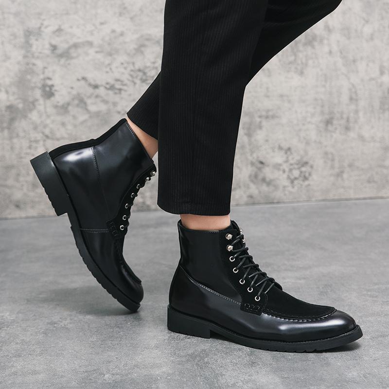 Модные повседневные мужские кожаные ботинки Модный дизайнерский стиль Отдых на природе Бизнес Повседневные офисные вечерние высокие кожаные туфли больших размеров