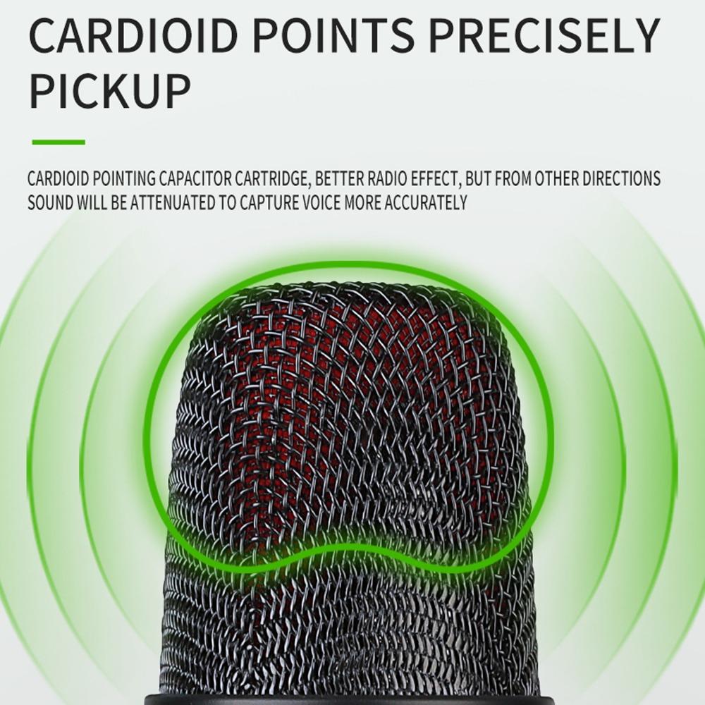 360 Degrees Rotatable USB Condenser Microphone with 3.5mm Port Gain Control Microphone  for PC