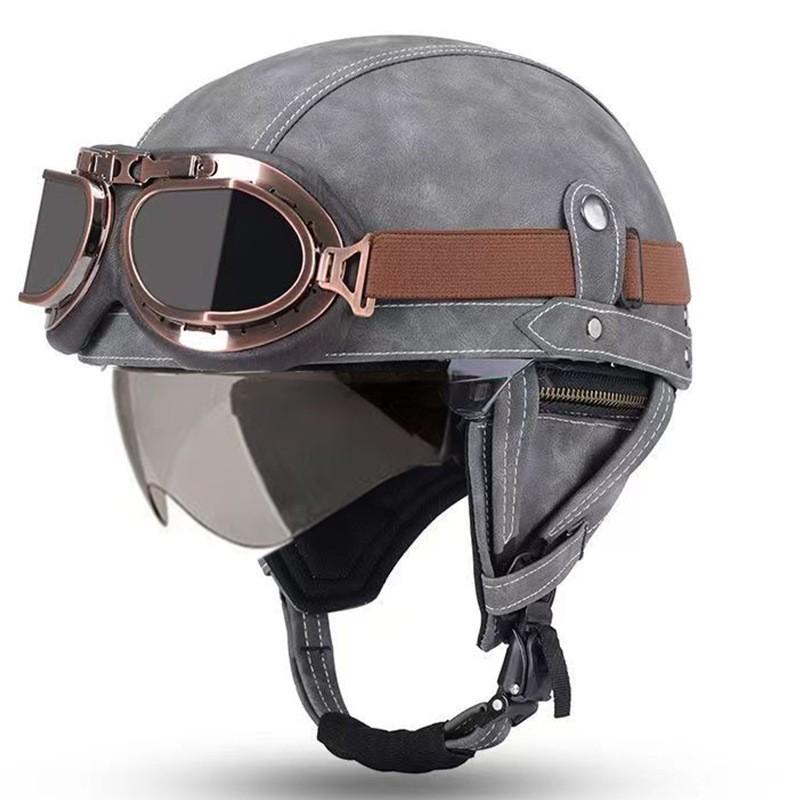 Vintage-Style Open Face Motorcycle Helmet Adults Unisex ABS Half With 3C Certification
