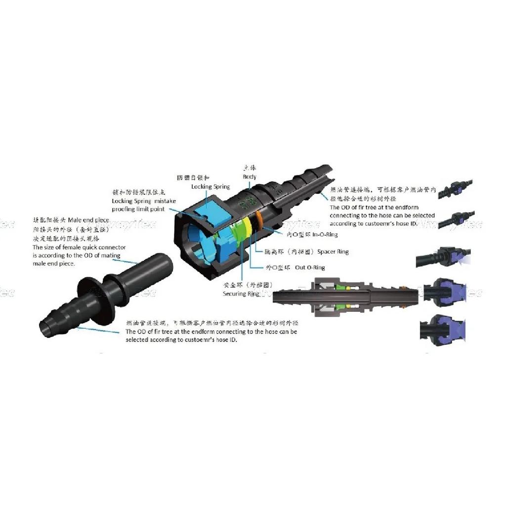 SAE1/4 '-6.3mm Fuel Urea Quick Connector for Motorcycle Auto Diesel Vehicle Fuel SCR System