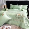 Embroidered Washed Silk Summer Quilt Four-Piece Set Light Luxury Style Embroidered Summer Cool Quilt Cool Feeling Ice Silk Air Conditioning Quilt