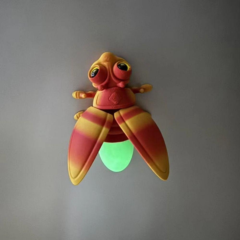 Creative 3D Printed Luminous Firefly Figurines Cute Glowing Tail 3D Printed Firefly Model Decorative Artificial