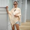 New Ladies Autumn and Winter Fringed Cloak Shawl Button Half Open Collar Pullover Sweater