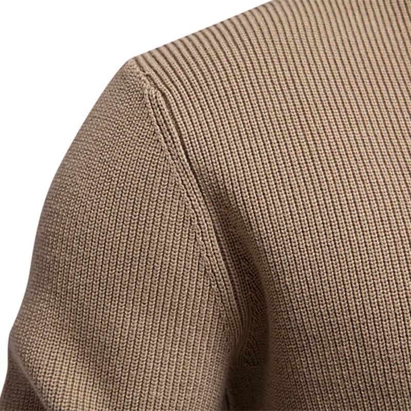 Callaway 2025 Осень и зима Новый вышитый свитер с воротником-стойкой, мужской высококачественный деловой свитер, однотонный повседневный вязаный свитер