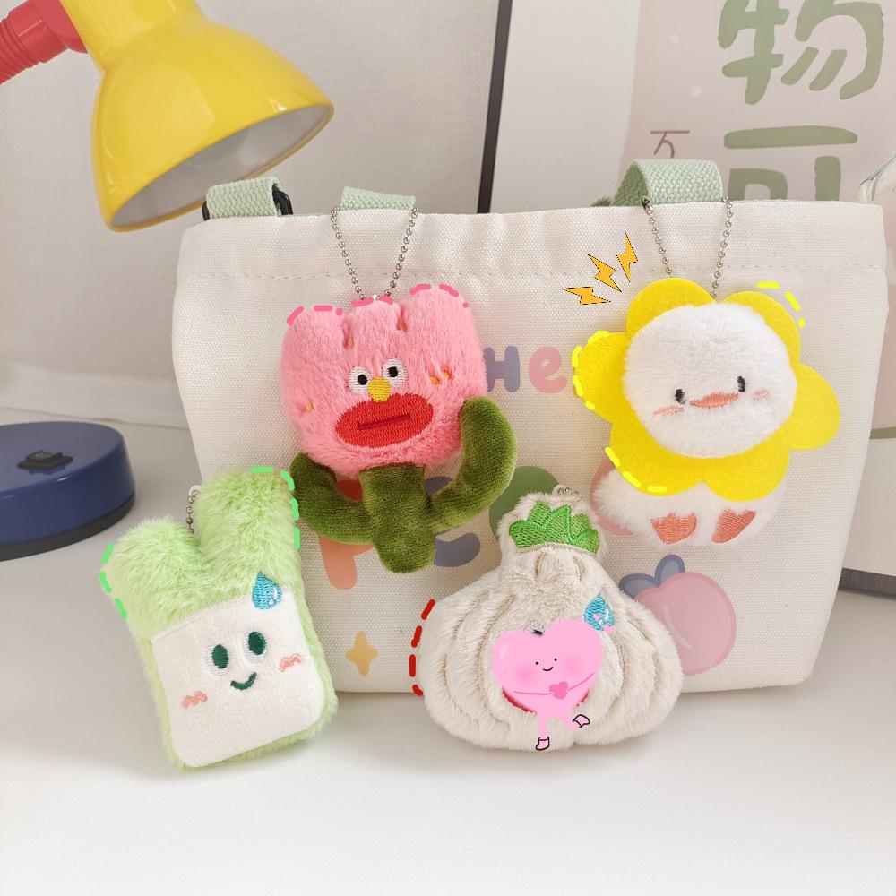 Креативный дизайн Чеснок Зеленый лук Стильный брелок Милая плюшевая кукла Подвеска Причудливый овощ Цветок Солнце Утка Студенческая сумка Шарм