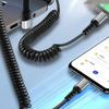 2-в-1 USB A и Type C Автомобильный Зарядный Кабель с Растягивающимся Пружинным Зарядным Кабелем Данных для Множества Устройств