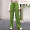 Women's Fashion Casual Elastic Drawstring High Waist Textured Wide Leg Straight Pants
