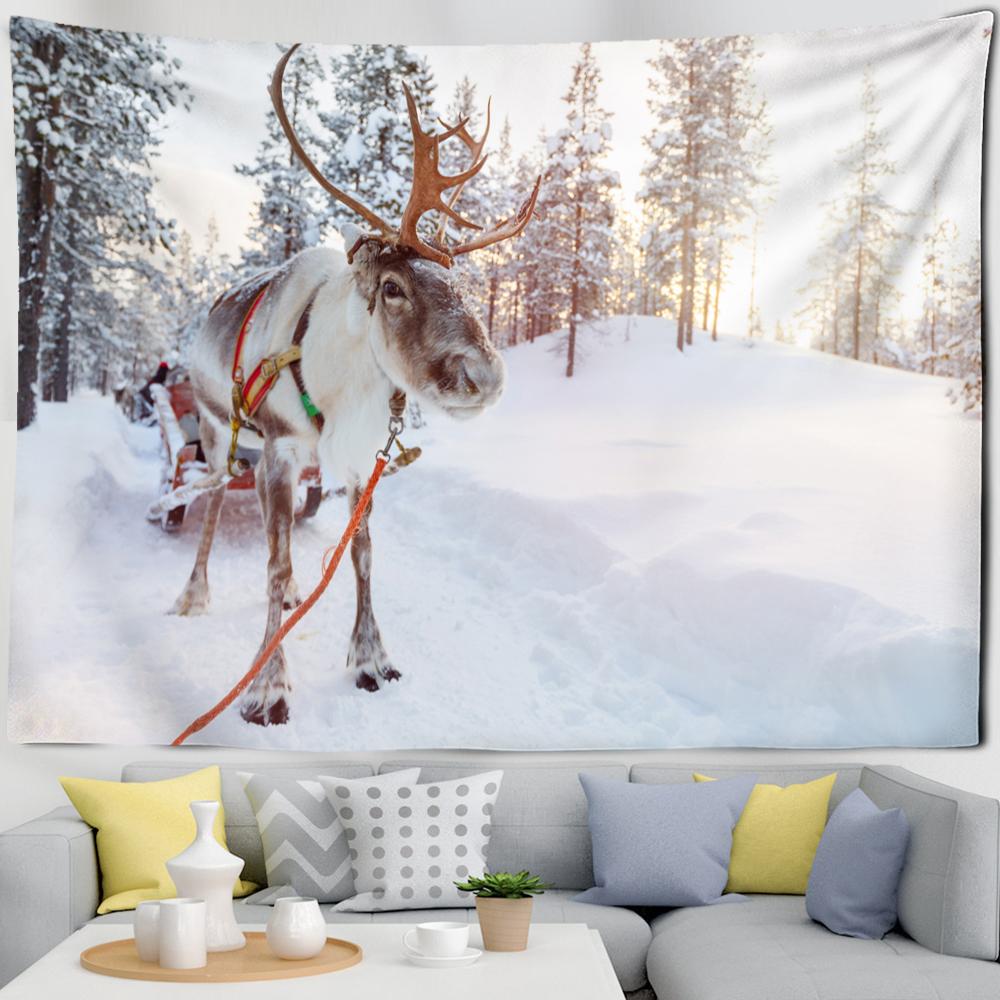 Рождественский гобелен со снеговиком, настенный подвесной Санта-Бохо, подарки, праздничная атмосфера, домашний декор