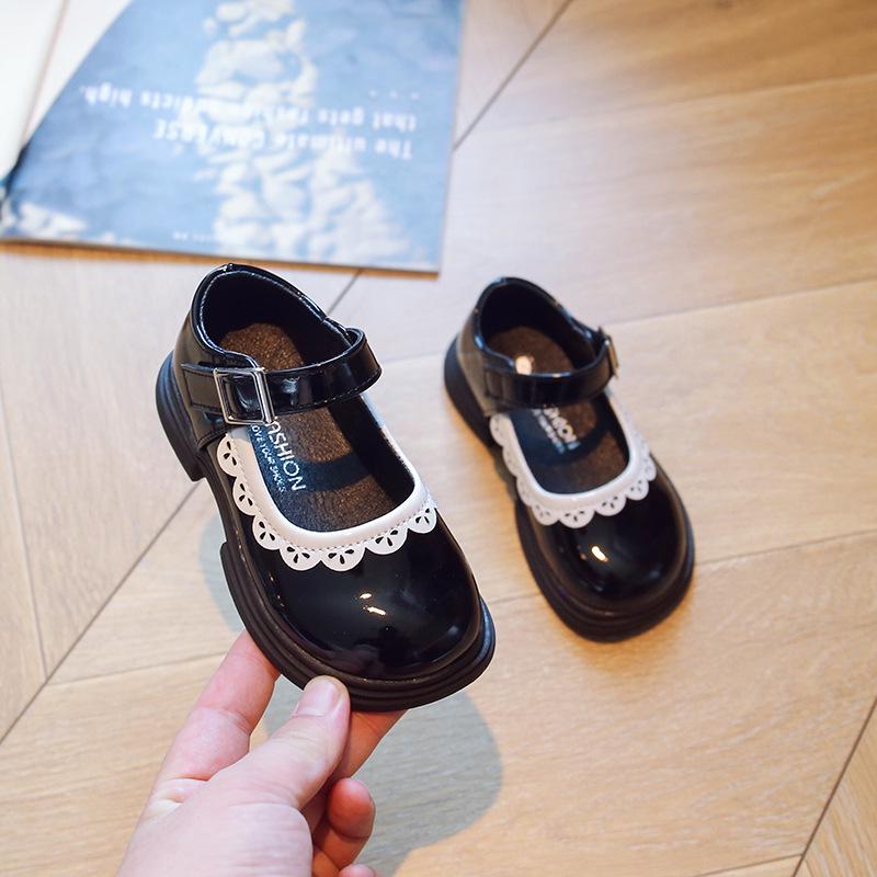 Осень 2024 Девочки Мягкая подошва Нескользящие Кожаные Туфли Принцессы