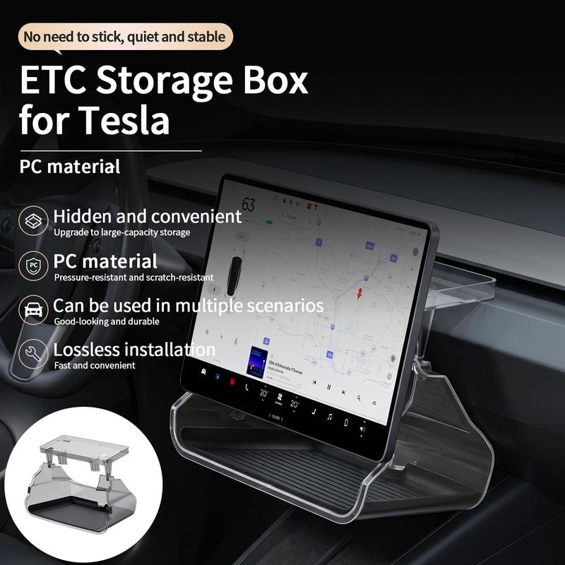 For Tesla Model Y Juniper 2025- / Model 3 Highland 2024- Central Control ETC Storage Box, Under Screen Hidden Storage Box Tray