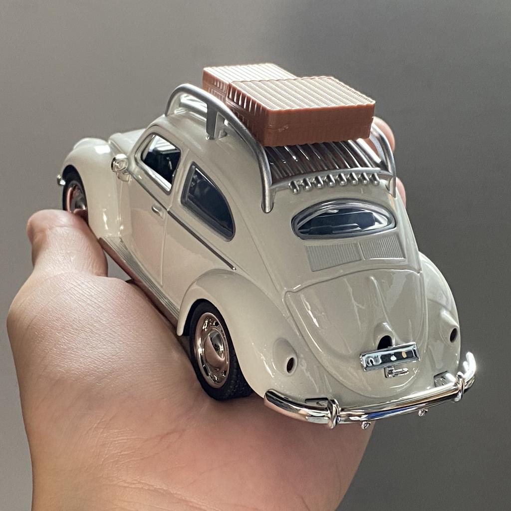 AABLC1 1:32 Volkswagen Beetle Travel version Compact sedan Alloy Metal Diecast Model Car Sound & Light Pull Back Collectibles Hobby Boy