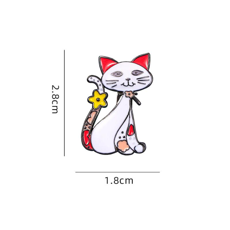 1 Pc Cute Oil Dripping Cat Brooch Cartoon Kitten Brooch Anti Walking Light Diamond Cat Brooch