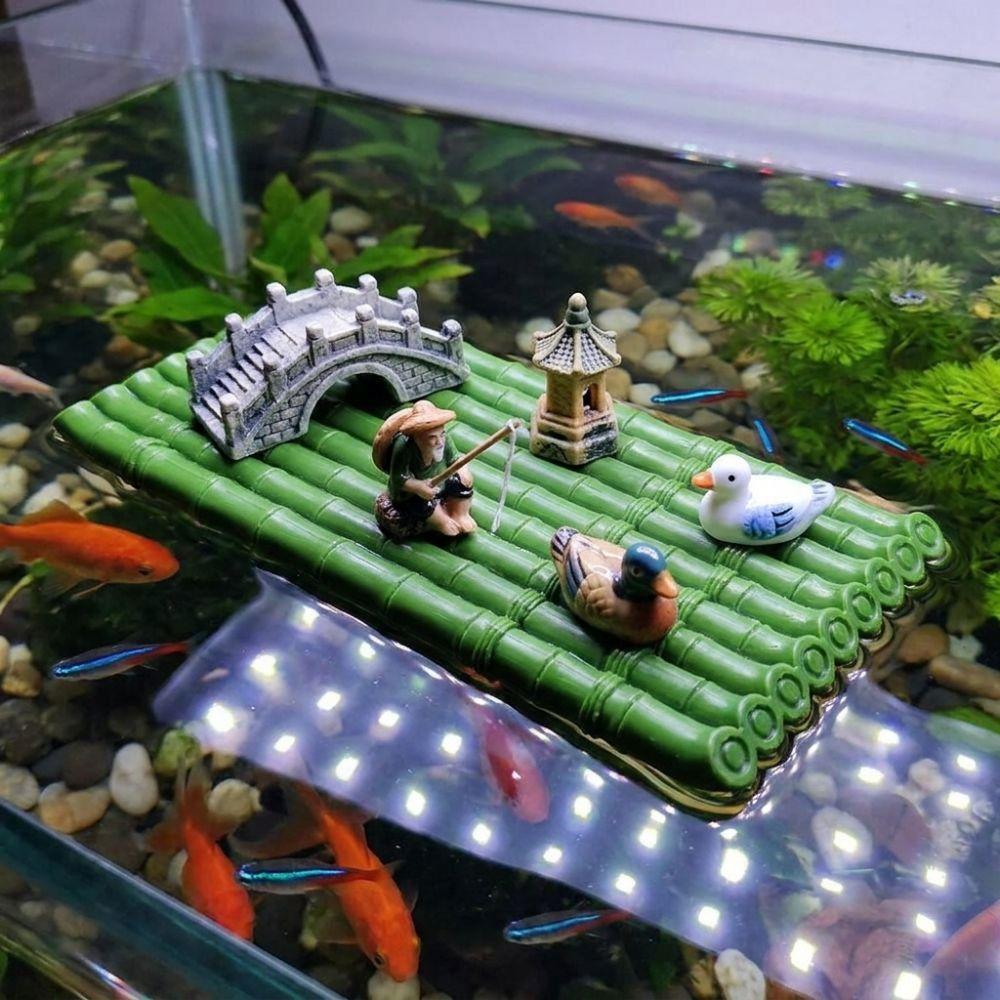 Artificial Bamboo Floating Bamboo Raft Ornament No Fading Bamboo Raft Figurine Home Decoration