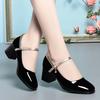 5.5cm Vintage Shallow Bright Leather Mary Janes Women 2025 Spring Med Block Heels Shoes Black Beige for Office Dance Mom