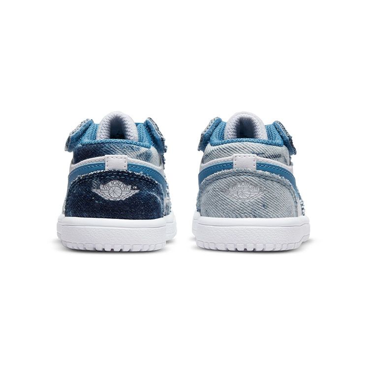 Детские кроссовки Air Jordan 1 Low ALT TD из стираного денима бело-голландско-синие DM8949-100