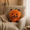 Cute Stuffed Pumpkin Toy Halloween Plush Pillow with Cat Ears & Claws Autumn Festive Room Accent Soft Orange Animal Sofa Cushion Home Decor