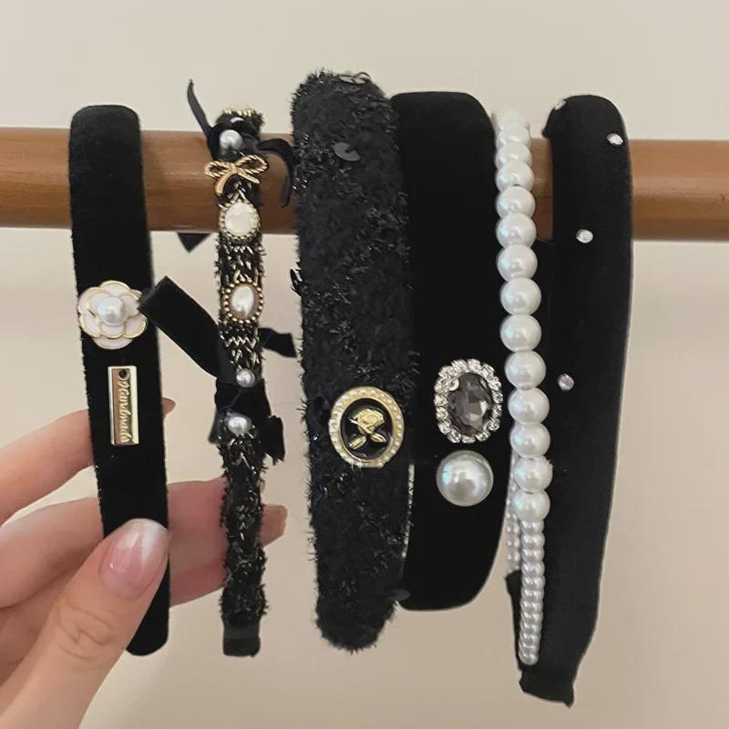 Элегантная повязка на голову с жемчугом камелии для женщин - роскошный модный аксессуар осень/зима