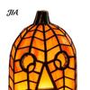 Collectable Artistic Lamp Stained Glass Pumpkin Lamp, Halloween Fall Table with Warm Glow, Decorative Shelf Display USB Powered Resin Orange
