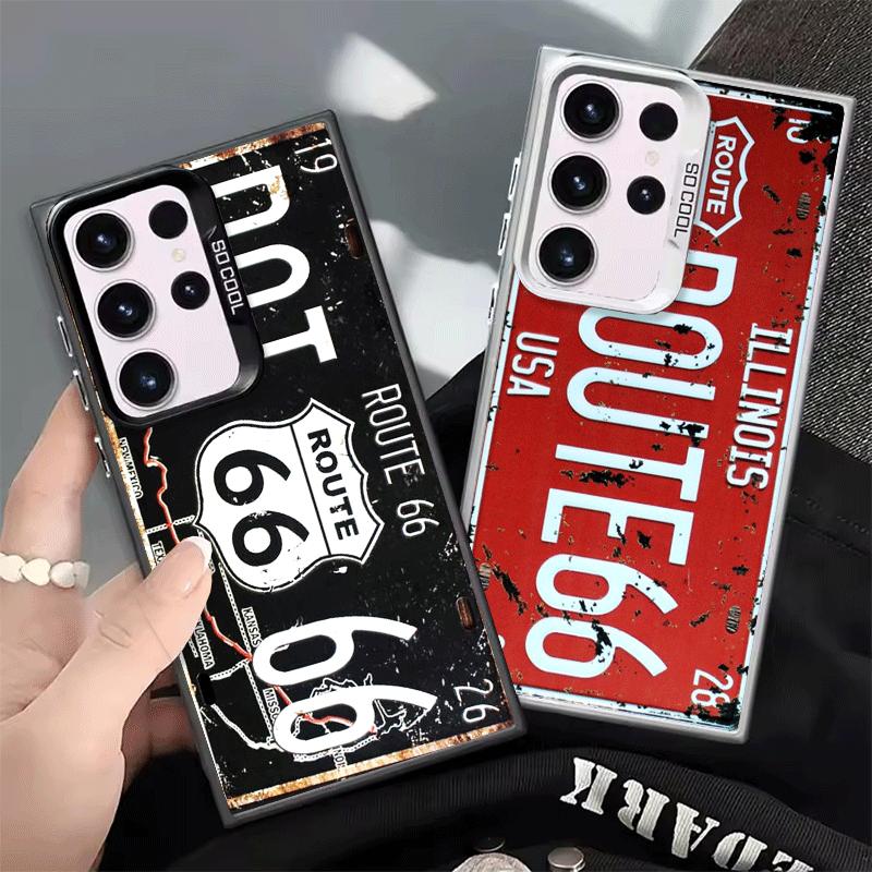 Retro Vintage License Plate Soft Phone Case for Samsung Galaxy S24 S25 FE S26 Edge S23 Ultra S22 Plus S21 + Shockproof Cover Bac