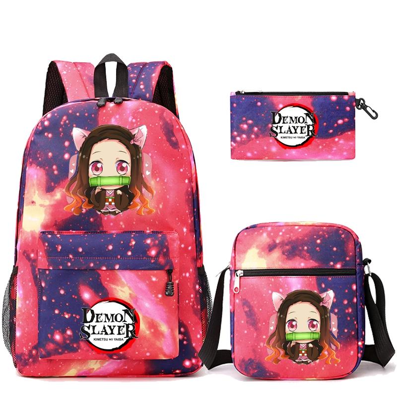 3 шт./компл. рюкзак «Убийца Демонов» в стиле аниме с сумкой на плечо, пенал для мальчиков и девочек, школьная сумка для книг, мужская и женская дорожная сумка