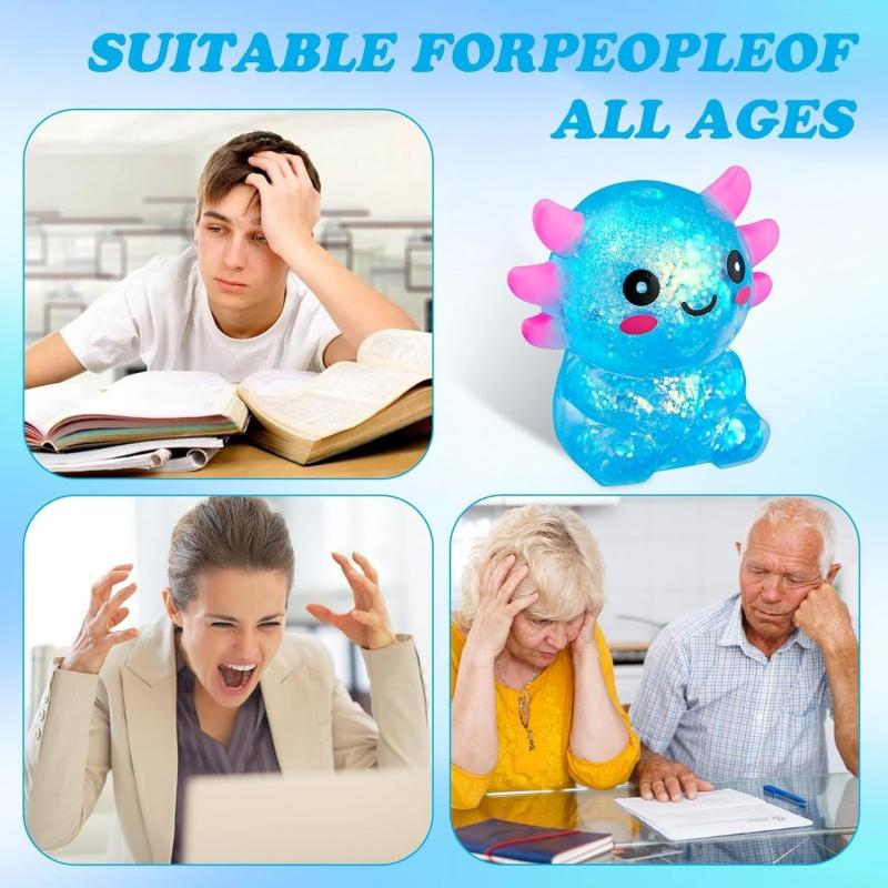 Maltose Filled Axolotl Squishy Stress Relief Toy Slow Rising Sensory Fidget for Adults Desk Anxiety Relief and Focus Aid