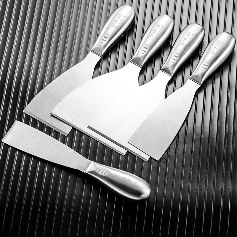 1 шт. Толстое шпательное лезвие из нержавеющей стали с деревянной ручкой для очистки, Многофункциональный инструмент для удаления шпаклевки, Цельное шпательное лезвие, не повреждающее поверхность