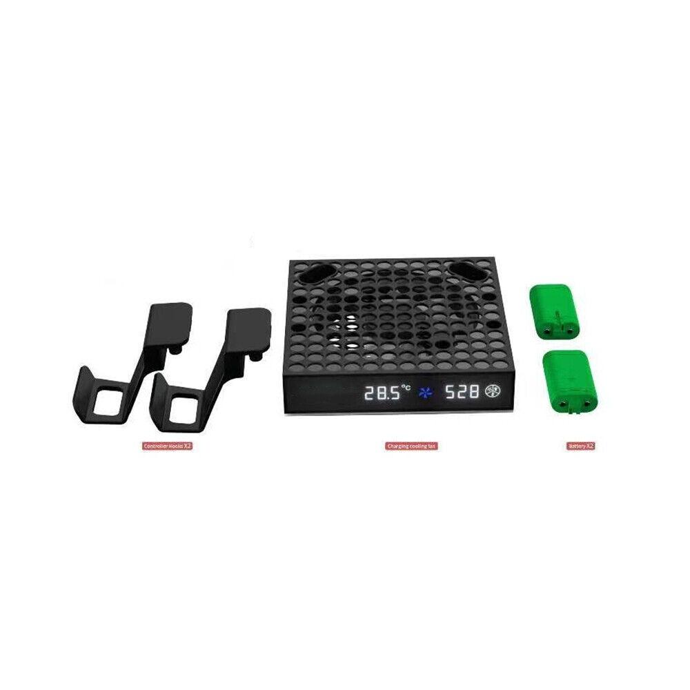 Охлаждающий вентилятор для Xbox Series X/S, зарядная станция с 2 аккумуляторными батареями емкостью 2640 мАч, 3 скорости вращения вентилятора, дисплей температуры, RGB-подсветка
