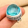 Heart Shape Blue Topaz Gemstone Handmade Solid 925 Sterling Silver Ring Jewelry