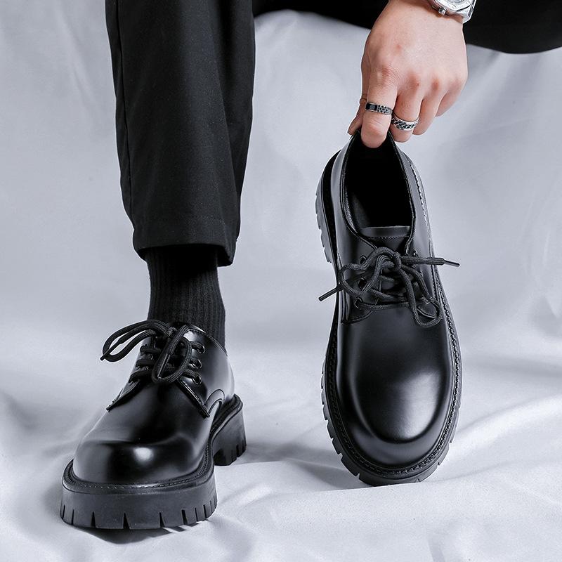 Кожаные туфли мужские повседневные британские туфли дерби на платформе мужские высококачественные черные свадебные туфли для жениха увеличивающие рост 2112-R