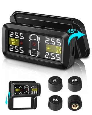 Датчик давления в шинах Jelkuz TPMS с режимом, съемный, большой, давление в шинах, мгновенное давление и температура, водонепроницаемый IP67 и двойное питание от солнечной батареи, простой
