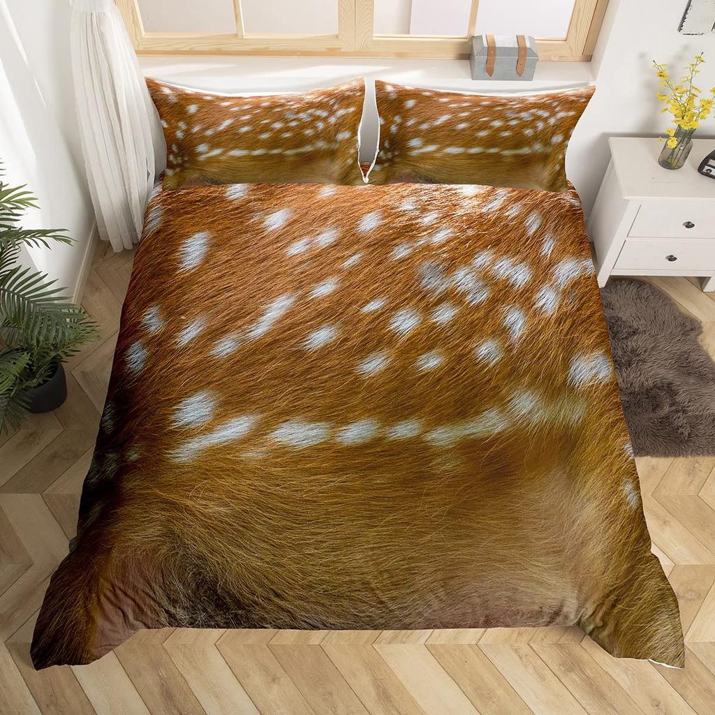 Animal Fur Pattern Duvet Cover Set Tiger Lion Cow Leopard Polyester Comforter Cover With Pillowcase King Queen Size Bedding Set