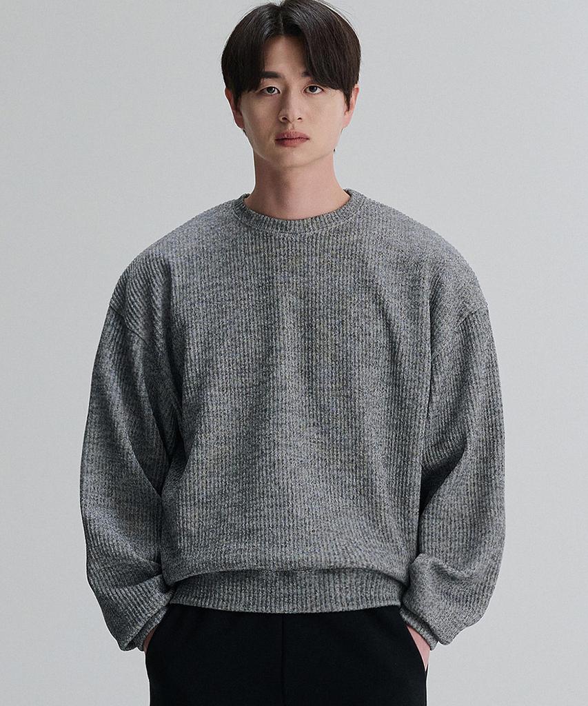 CREEDMENS Simple Rib Over Knit Fabric (Gray)