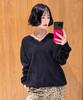 GENERALIDEA Layered V-Neck Knit Pullover [Black] / Wbe3L05512